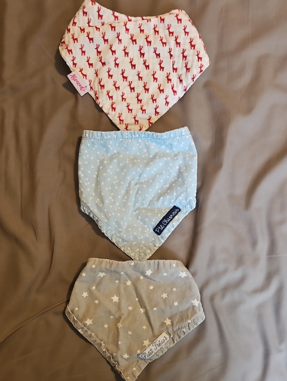 Blue, Gray & White Red Baby Bandana Bibs - 3 Pack